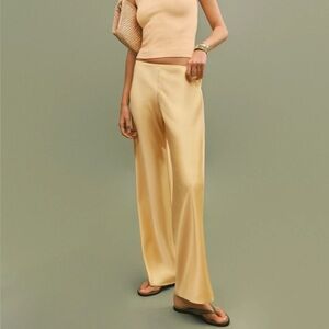 REFORMATION NWT Gale Satin Mid Rise Pants in Yellow